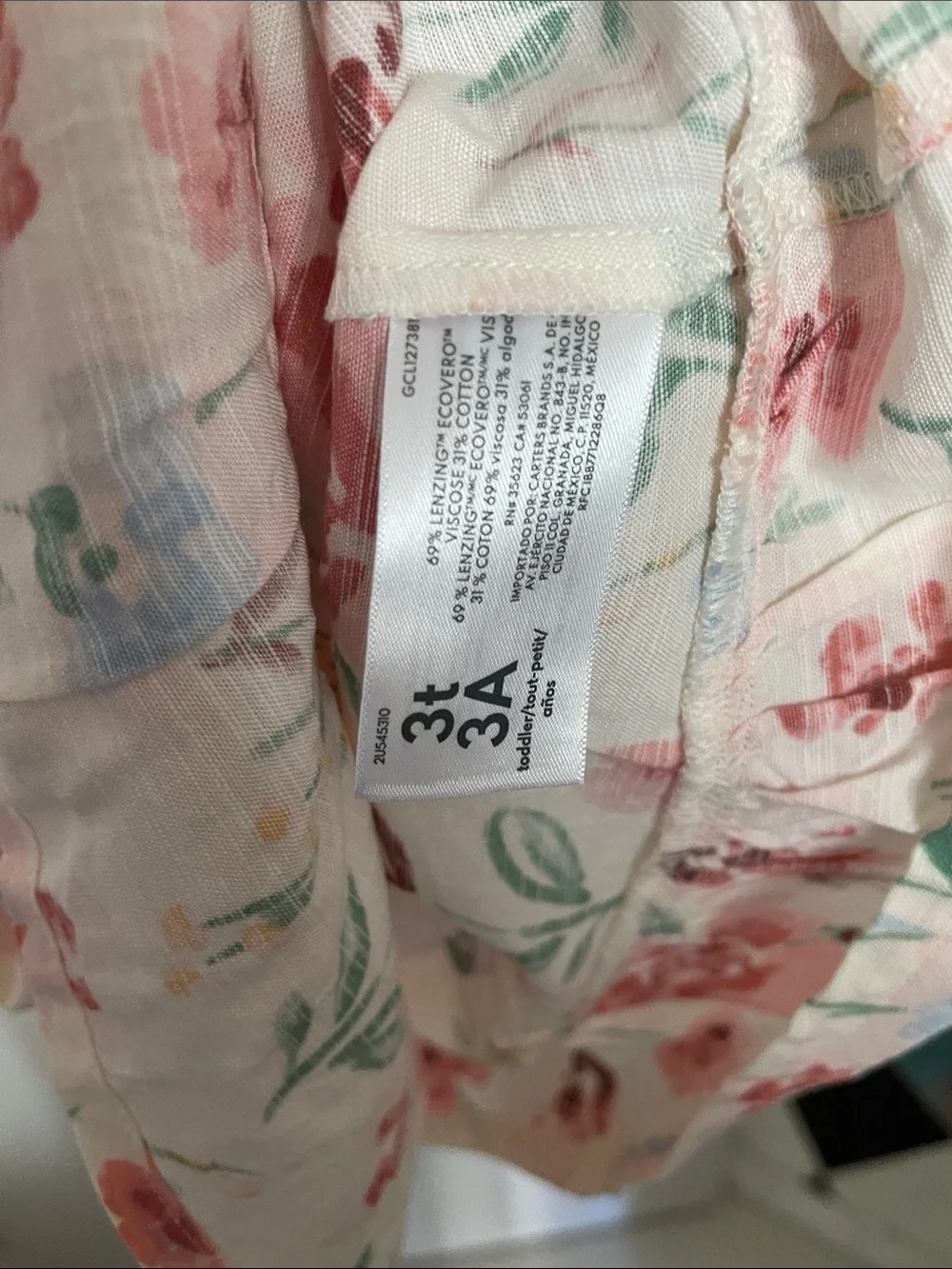 Carter's Cream Tank Top with Coral Floral Print